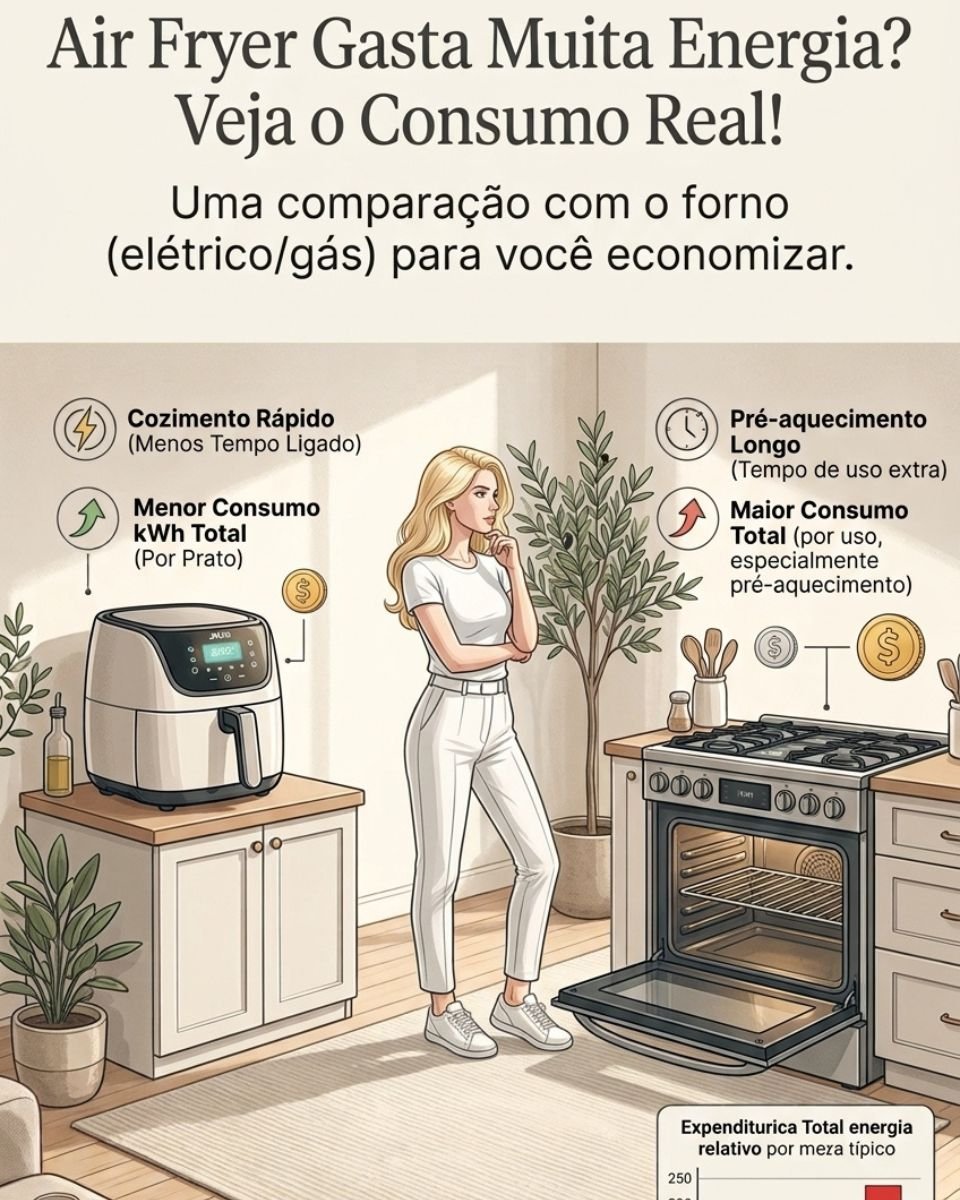 air fryer gasta muita energia veja o consumo real comparado ao forno